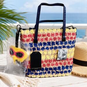Christian Siriano Sabrina Straw Shoulder Handbag Weekend Coastal Resort Chic